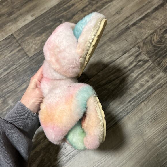 Emu Australia Mayberry Tie Dye W12655 Womens Pink Wool Slides Slippers Fluffy 11 - Picture 4 of 9